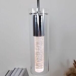NEW!! 12”
Modern Silver and Crystal Pendant Light